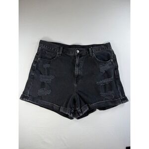 American‎ Eagle Black Distressed High Waisted Denim Shorts